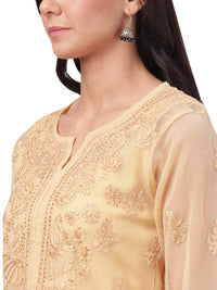 Ada Lucknowi Hand Embroidered Chikankari Women's  Georgette Kurta Kurti with Slip