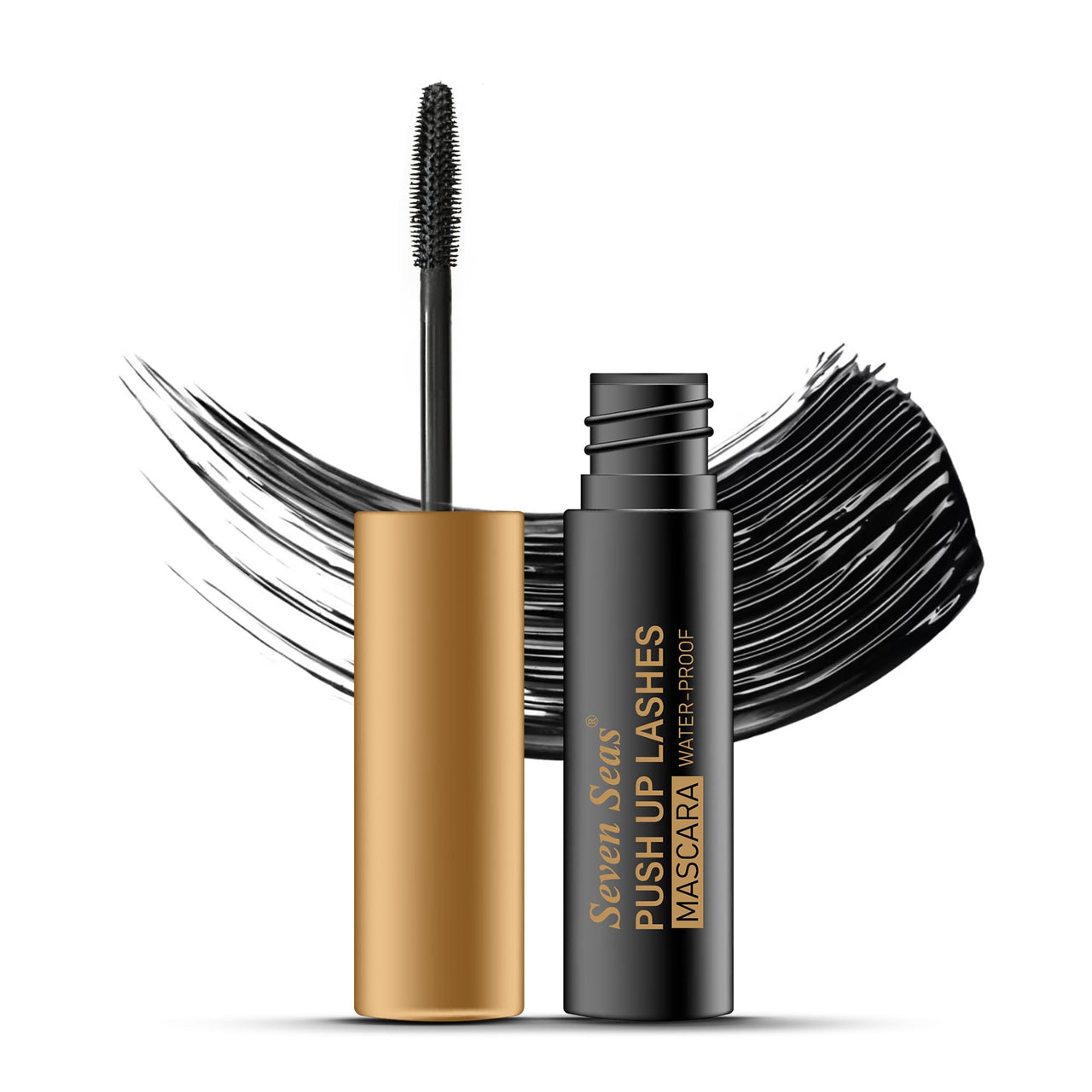 Seven Seas Push Up Lashes Mascara 10 g (Black) - For Women - Long Lasting WaterProof, Instant Volume & Glossy Looks.