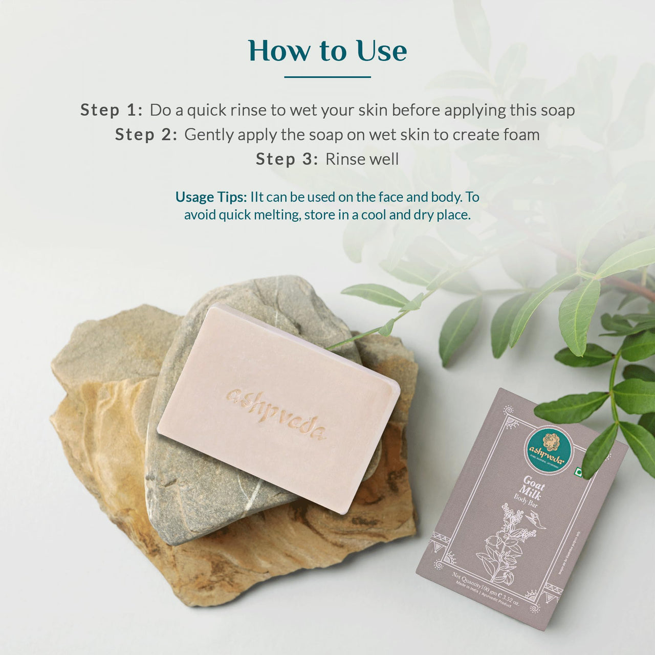 Ashpveda Jojoba Oil & Goat Milk Handmade Bath Soap Bar for Skin Hydration, Nourishment, Tan Removal & Glowing Skin (100gm)