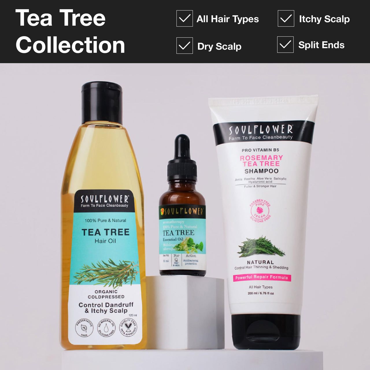 Soulflower Tea Tree Scalp and Anti Dandruff Hair Oil, 120ml