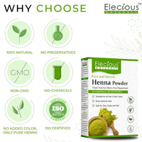 Elecious Natural Henna Powder For Hair Colour and Growth (200 Grams)