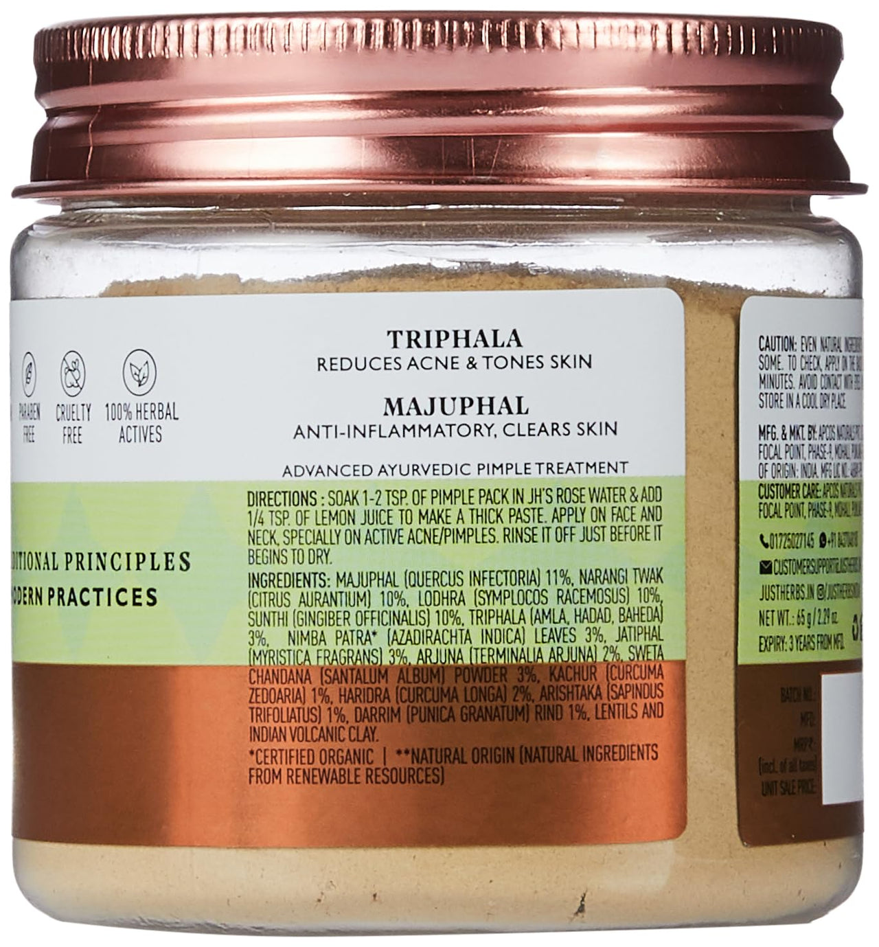 Just Herbs Advanced Ayurvedic Face Pack Prevents Pores Enlargement, Acne & Pimples, Suitable For All Skin Types