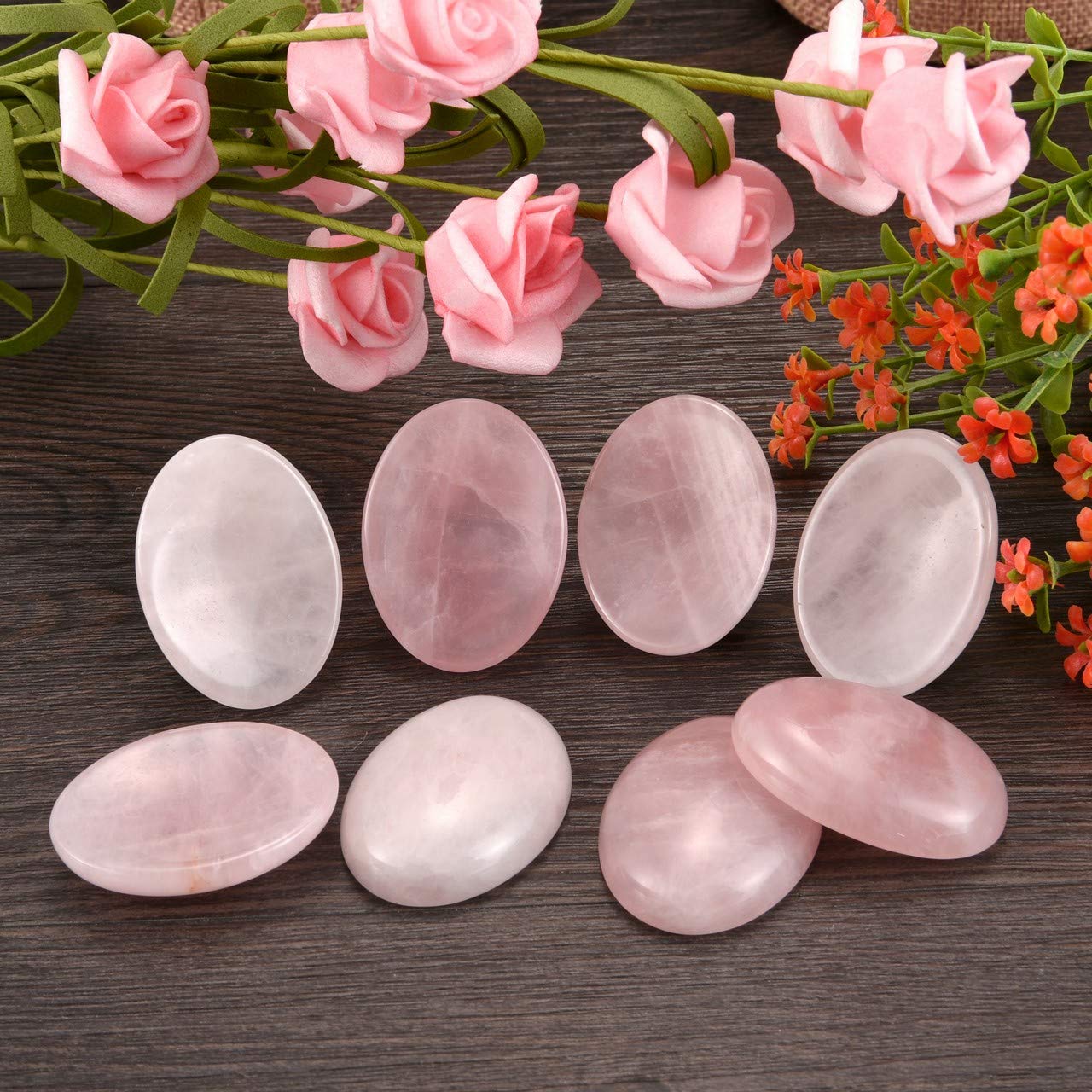 CrystalTears Rose Quartz Crystal Worry Stone Healing Crystal Oval Pocket Palm Stone Tumbled Polished Thumb Worry Stones for Anxiety Stress Relief Meditation Crystal Terapy