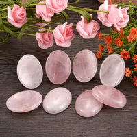 CrystalTears Rose Quartz Crystal Worry Stone Healing Crystal Oval Pocket Palm Stone Tumbled Polished Thumb Worry Stones for Anxiety Stress Relief Meditation Crystal Terapy