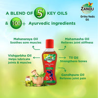 Zandu Ortho Vedic Oil - 120ml | Ayurvedic Oil for Relief from Knee and Joint Pain,Muscle Pain, Osteoarthritis Visible Improvement in 7 days