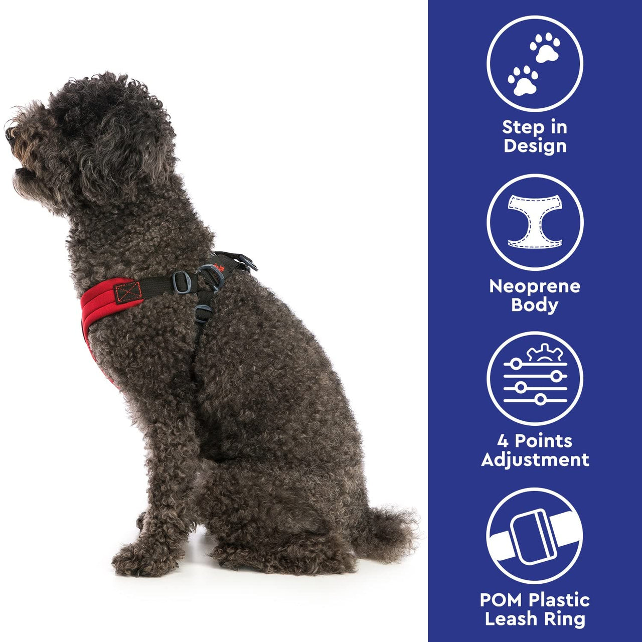 Gooby Escape Free Sport Harness - Red, Large - No Choke Step-in Patented Neoprene Small Dog Harness with Four-Point Adjustment - Perfect on The Go Dog Harness for Medium Dogs No Pull and Small Dogs Large chest (16-24.25")