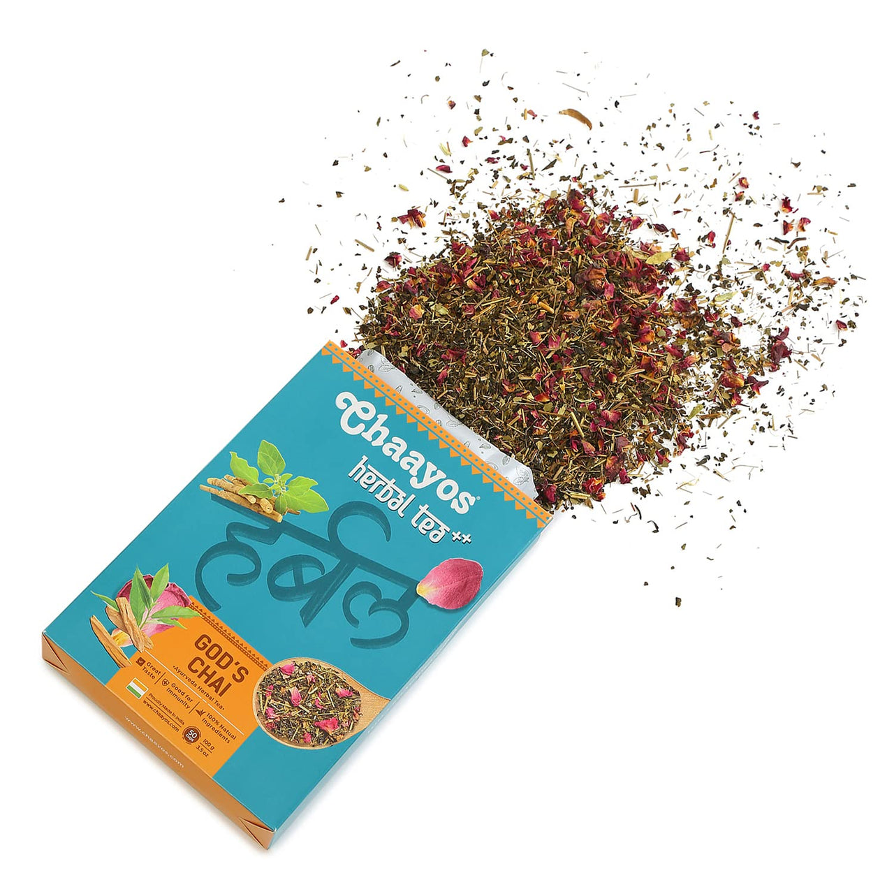 Chaayos God's Chai - Herbal Kangra Kahwa Green Tea - 100Gram [50 Cups]|Whole Leaf Loose Tea|Immunity Boosting|Antioxidant Green Tea|Green Tea|Detox Kahwa