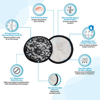 LuvLap Natural Bamboo Washable Nursing Breast Pads for Breast feeding mothers, Beautiful Lace Style, Contoured Shape for snug fit, Nipple Pad, Includes Laundry Bag, Super absorption, 10Pc