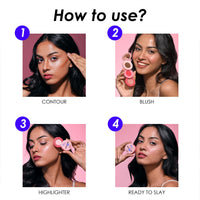 Blue Heaven Stack & Slay Multi Task Trio Countor, Blush & Highlighter For Face Makeup Fights Skin Aging, Nourishing & Moisturizing, Sunshine Light 5.4g