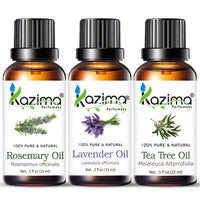 KAZIMA Essential Oils - Rosemary Oil, Lavender Oil & Tea Tree Oil (Combo Pack of 3) 15 ml Each