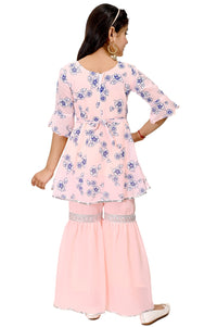 FNOCKS Girls Georgette Anarkali Kurta and Sharara Pants 7 Years-8 Years