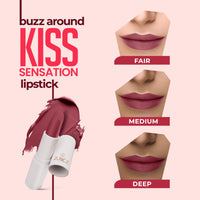 Juice Kiss Sensation Lipstick with Goodness of Bio Retinol, UV Protection & Long lasting Lipstick, Pack of 3 (Red Carpet - M02, Party Pink - M10, Nude Power - M15)