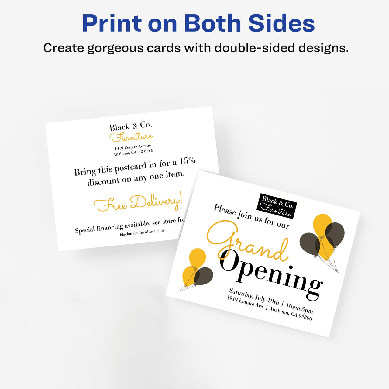 Avery Printable Postcards with Sure Feed Technology, 4" x 6", White, 100 Blank Postcards for Laser Printers (05389)