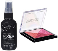 Swiss Beauty Baked Blusher & Highlighter, Face MakeUp, Multicolor-02, 7g and Swiss Beauty MakeUp Fixer Natural Aloe Vera with Vitamin-E, Face MakeUp, White, 50ml