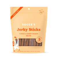 Bocce's  Bakery Jerky Stick Dog Treats, Wheat-Free, Made with Limited-Ingredients, Baked in The USA with No Added Salt or Sugar, All-Naural & High-Protein, Turkey & Sweet Potato, 4 oz Turkey + Sweet Potato