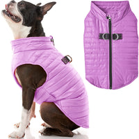 Gooby Puffer Vest Dog Jacket - Purple, Medium - Ultra Thin Zip Up Wind Breaker with Dual D Ring Leash - Water Resistant Small Dog Sweater Coat - Dog Clothes for Small Dogs Boy or Medium Dogs Medium chest (18