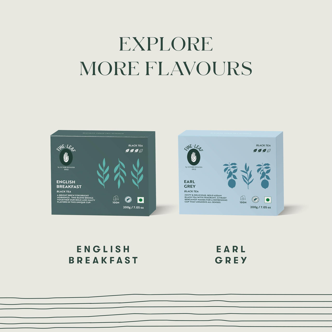 Luxmi Estates - Fine Leaf English Breakfast Black Tea | High Caffeine - Strong, Robust, Double Chamber Stapleless Blend of Assam & Darjeeling Tea |100 Tea Bags * 2g | 200 gm