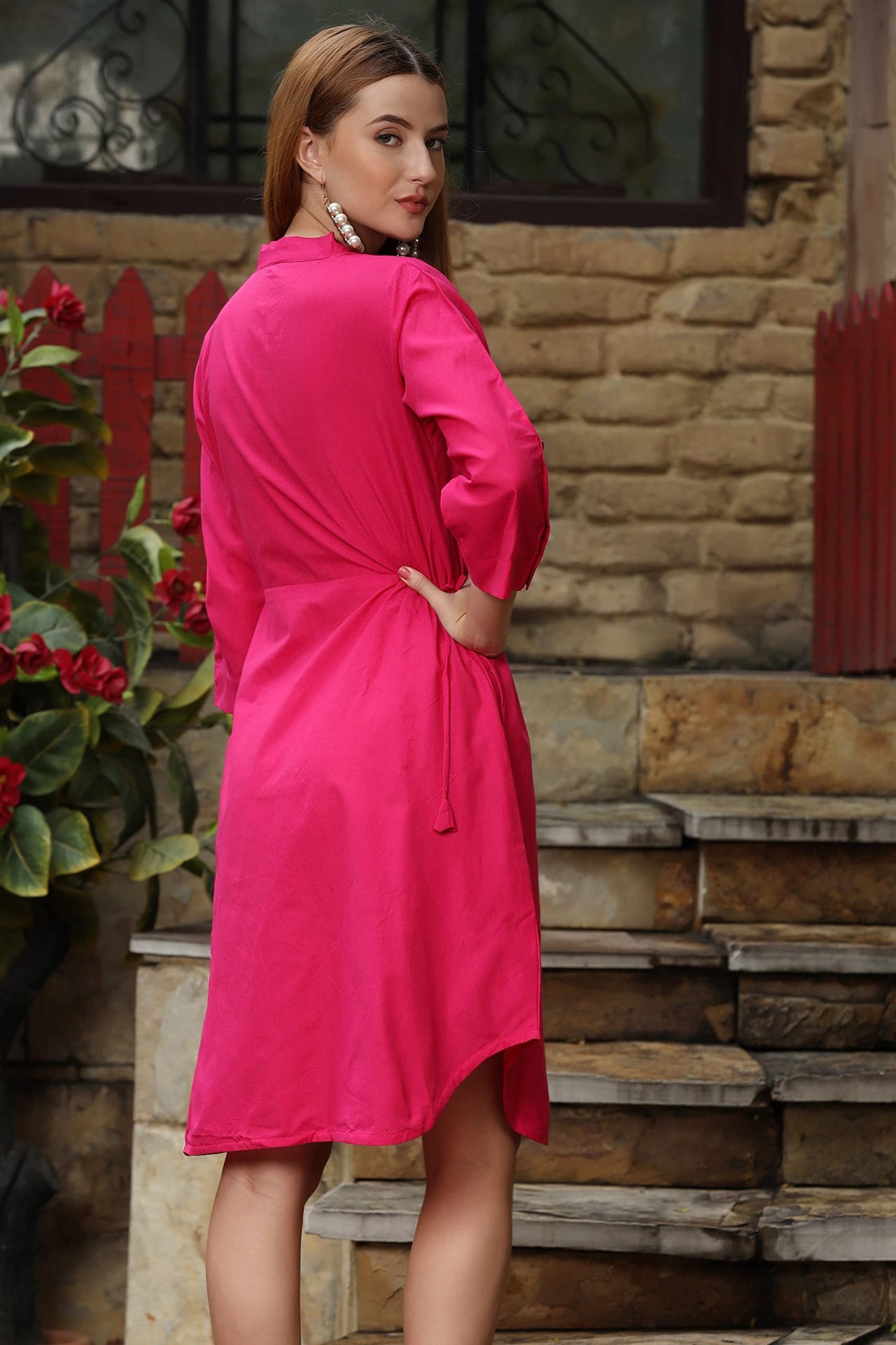 DHRUVI TRENDZ Kurti for Women || Soft Cotton Plain Long Straight Kurtis for Girls || Stitched Collar Kurta || Ideal for Office || Casual || Collage || Festival Wear Kurtis for Ladies