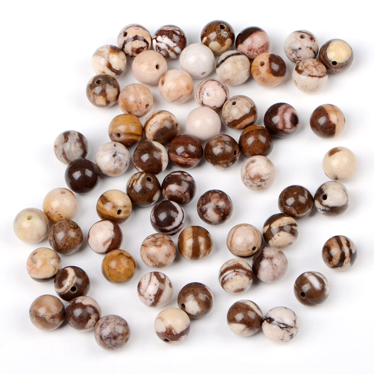 Bymitel 210pcs Natural Crystal Beads Stone Gemstone Round Energy Healing Loose Beads with Stretch Cord for Jewelry Making Bracelets Anklets (Brown Zebra Jasper, 6mm 210pcs) Brown Zebra Jasper