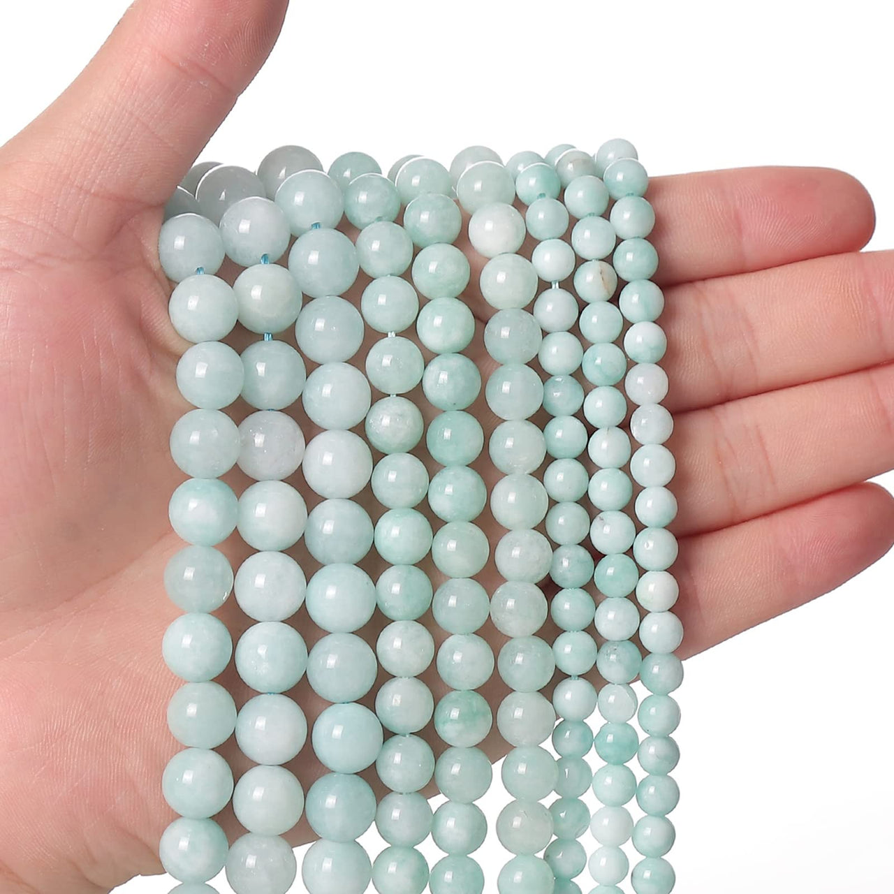 60pcs 6mm Natural Stone Beads Cyan Angelite Beads Energy Crystal Healing Power Gemstone for Jewelry Making, DIY Bracelet Necklace