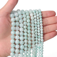 60pcs 6mm Natural Stone Beads Cyan Angelite Beads Energy Crystal Healing Power Gemstone for Jewelry Making, DIY Bracelet Necklace