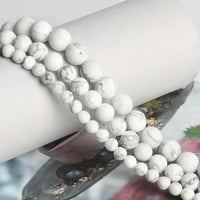 60pcs 6mm Natural Stone Beads Matte Howlite Beads Energy Crystal Healing Power Gemstone for Jewelry Making, DIY Bracelet Necklace