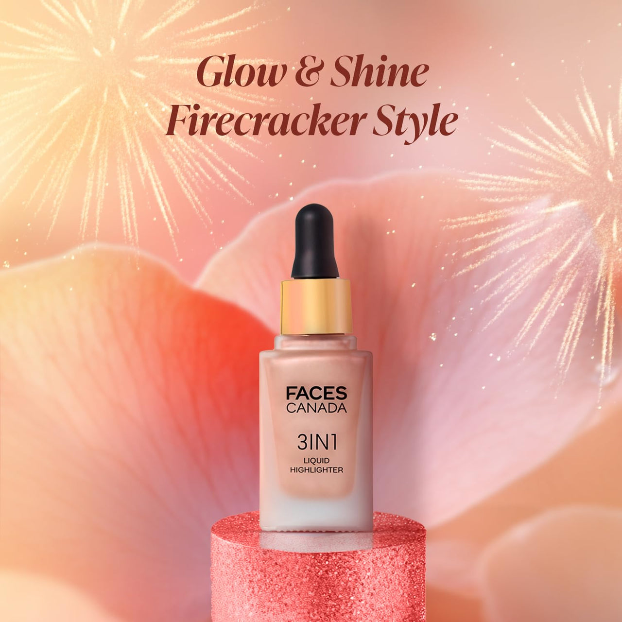 FACES CANADA 3 in 1 Liquid Highlighter – Rose Gold 03, 18ml | Primer | Highlighter | Strobe Serum | Luminous Finish | Lightweight Formula | Hydrating | Long Lasting Glow | Easily Blendable