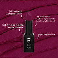 SOKU Censored Matte Long Lasting Lipstick for Women | Creamy Lipstick | Enriched with Jojoba Oil | Moisturising & Waterproof | Smooth Finish & Lightweight (Kissably Gorgeous 07) - 4.2g