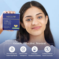 Meglow Beauty Combo for Women Pack of 3- Diamond Kit Facial Kit (105g) with with Complete 5 steps Facial System For Prompt Radiance || Gold Bleach Cream ((2)50g Each)