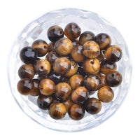 100Pcs Natural Crystal Beads Stone Gemstone Round Loose Energy Healing Beads with Free Crystal Stretch Cord for Jewelry Making (Yellow Tiger Eye, 8MM) Yellow Tiger Eye