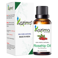 KAZIMA Rosehip Cold Pressed Carrier Oil - 100% Pure Natural & Undiluted For Skin care & Hair (15ml)