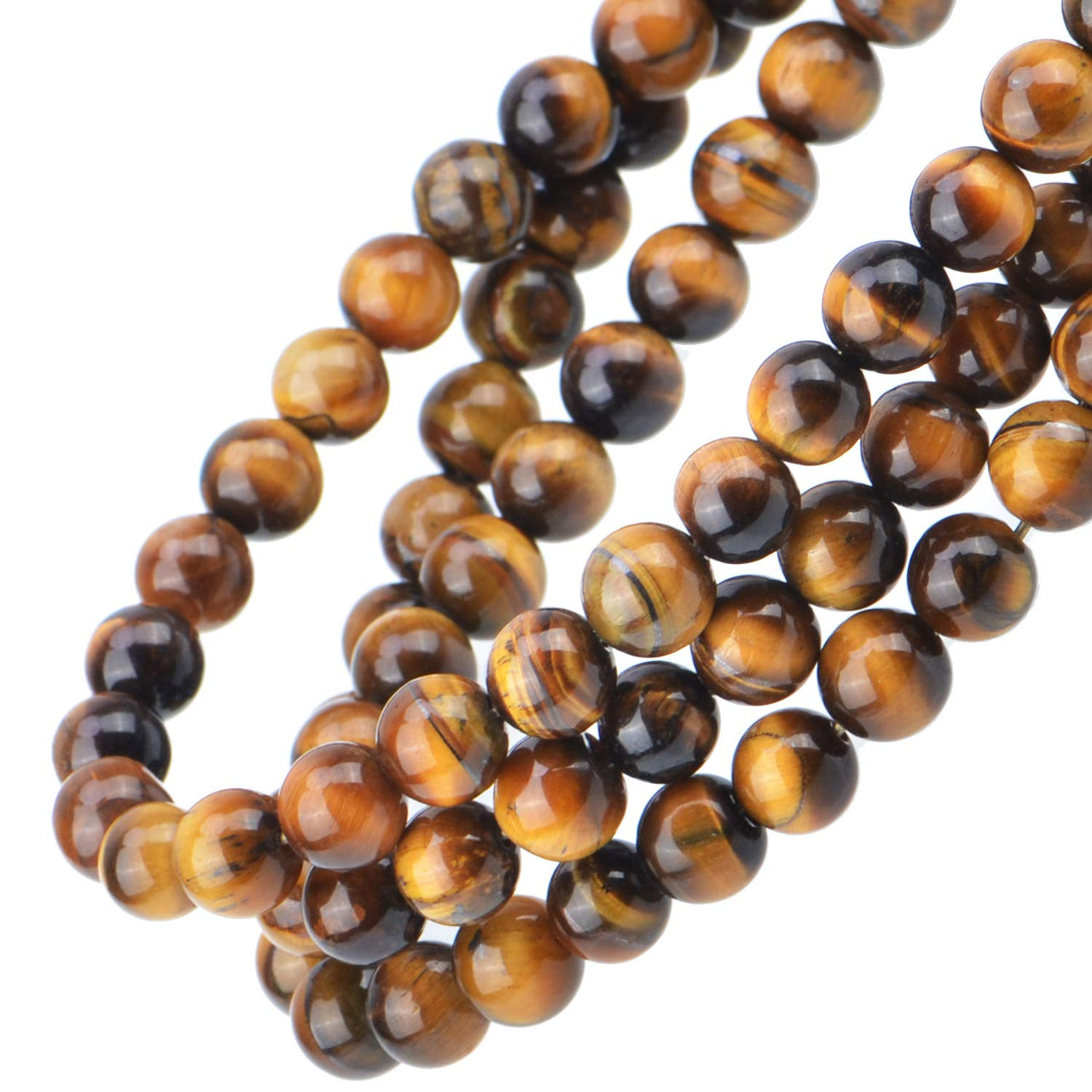 100Pcs Natural Crystal Beads Stone Gemstone Round Loose Energy Healing Beads with Free Crystal Stretch Cord for Jewelry Making (Yellow Tiger Eye, 8MM) Yellow Tiger Eye