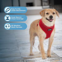 Aerolite No Pull Mesh Dog Harness with Lightweight, Soft, Breathable Chest Coverage, Reflective Stitching, and Adjustable Straps for Walking, Running, Training, Heavy Duty and Durable - Red, L 220 Style (Red) L (Chest: 20 - 25