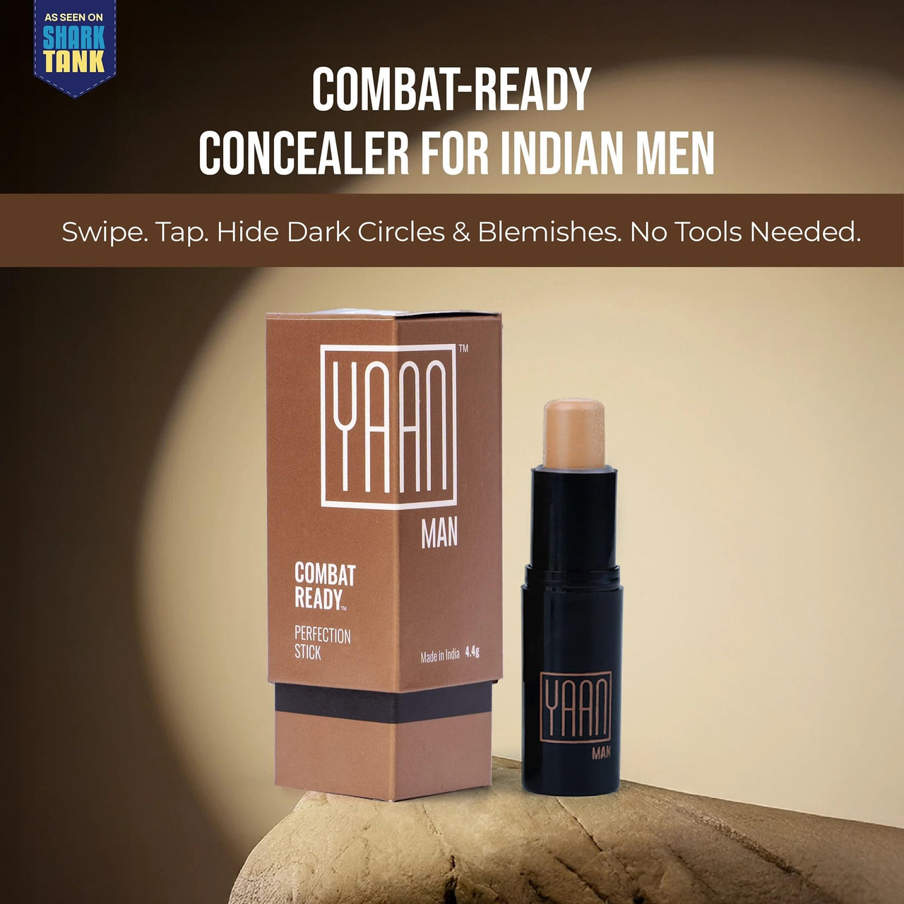 Yaanman Yaan Man Natural Concealer For Men for Normal Skin(Dark Shade), 4.4g|Erase Dark Circles, Scars, Pigmentation| Perfection Stick For Perfect Skin, Medium Coverage|With Shea Butter and Vitamin E