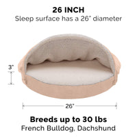 Furhaven Replacement Dog Bed Cover Sherpa & Suede Snuggery, Machine Washable - Cream, 26-inch
