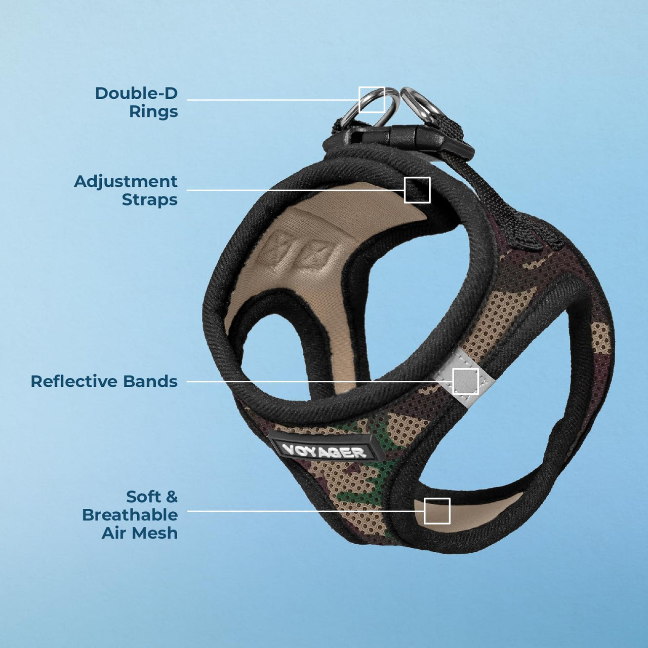 Voyager Step-in Air Dog Harness - All Weather Mesh Step in Vest Harness for Small and Medium Dogs and Cats by Best Pet Supplies - Harness (Army/Black Trim), XL (Chest: 20.5-23") Harness (Army/Black Trim) XL (Chest: 20.5 - 23")