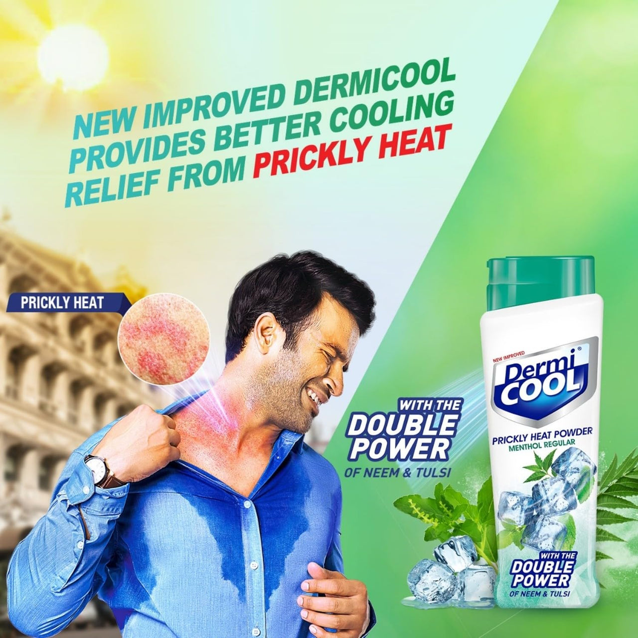 Dermi Cool Menthol Regular Prickly Heat Powder 400g