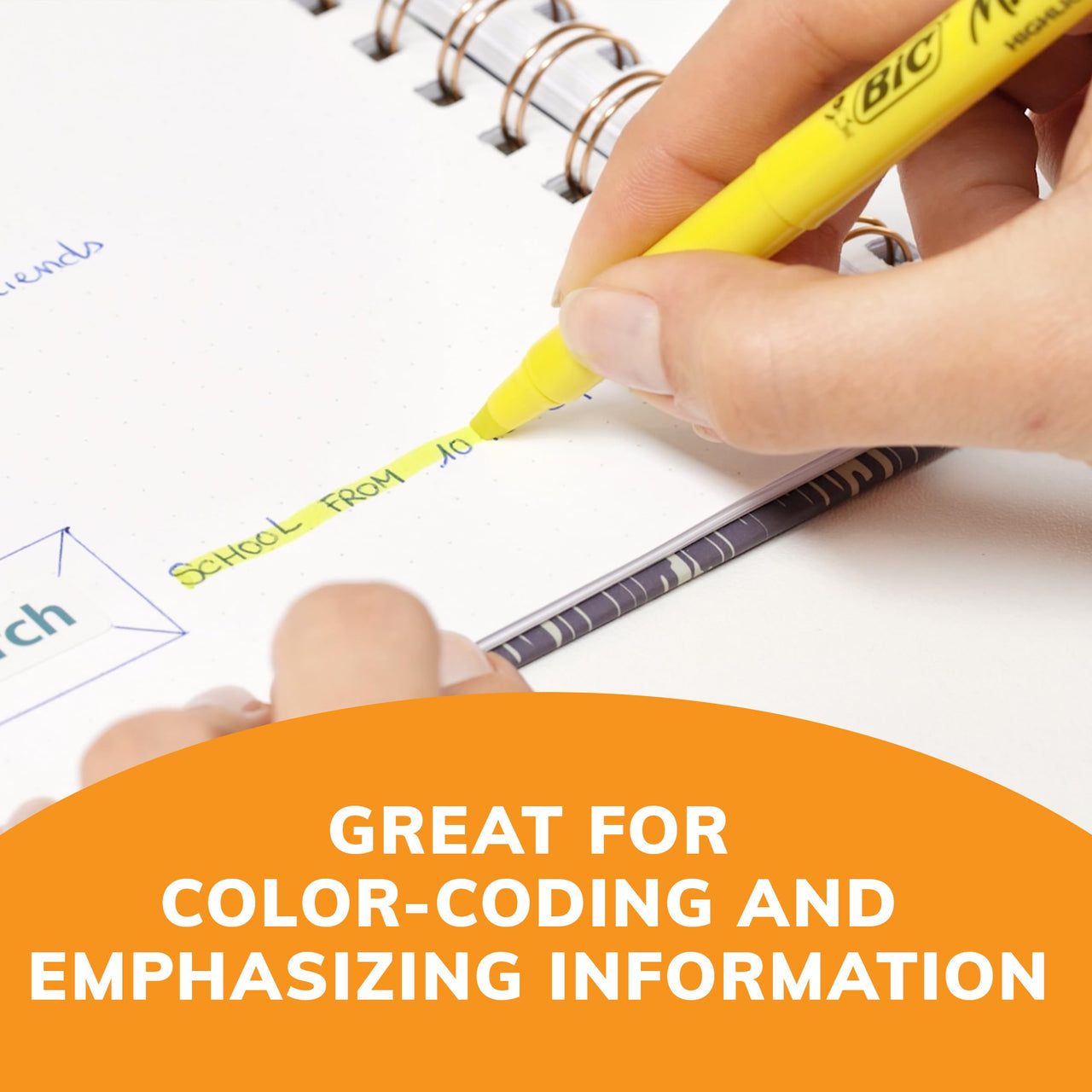 BIC Brite Liner Highlighter, Chisel Tip, Fluorescent Blue Ink, 12 per Pack (BL11-BE) 12 Count (Pack of 1) MARKING