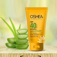Oshea Herbals SPF 40 PA +++ UVshield Mattifying Non Greasy & Water Resistant Sunscreen for All Skin Types | Protection from UVA & UVB, Removes Tanning & Ageing | Enriched with Cucumber Extract 120g