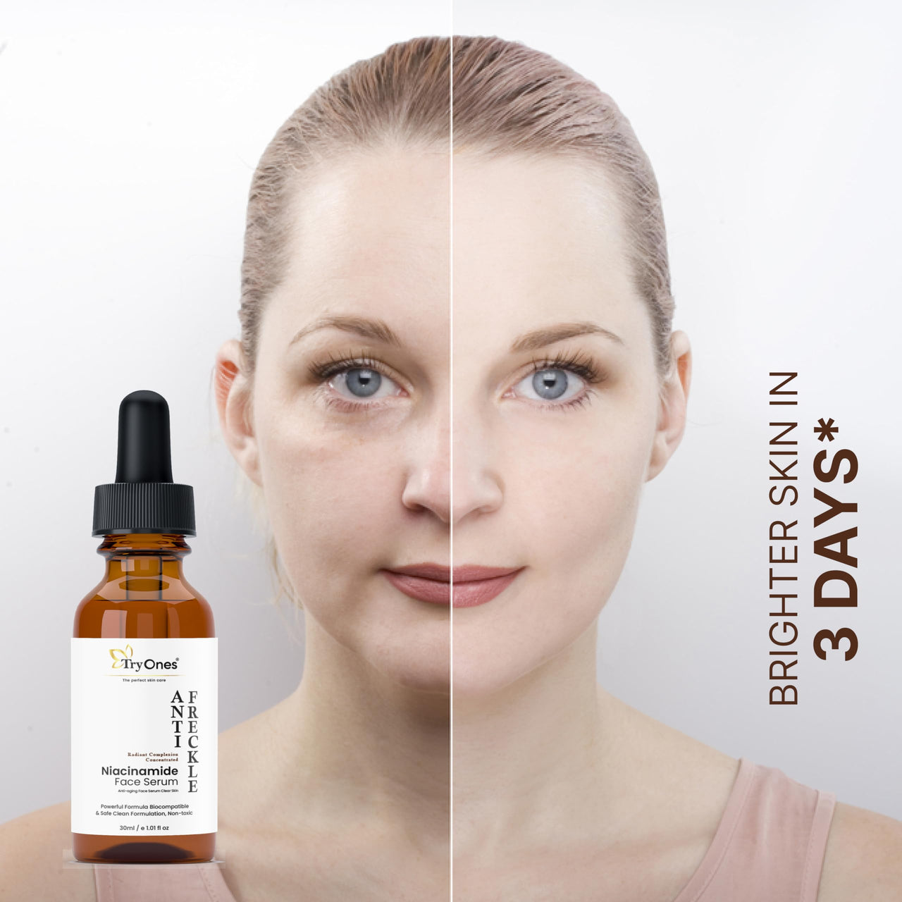 TryOnes Skin Naturals, Bright Complete 30X Vitamin C Booster Face Serum, Increases Skin's Glow Instantly and Reduces Spots Overtime for Men & Women_Anti-Fricle_30ml