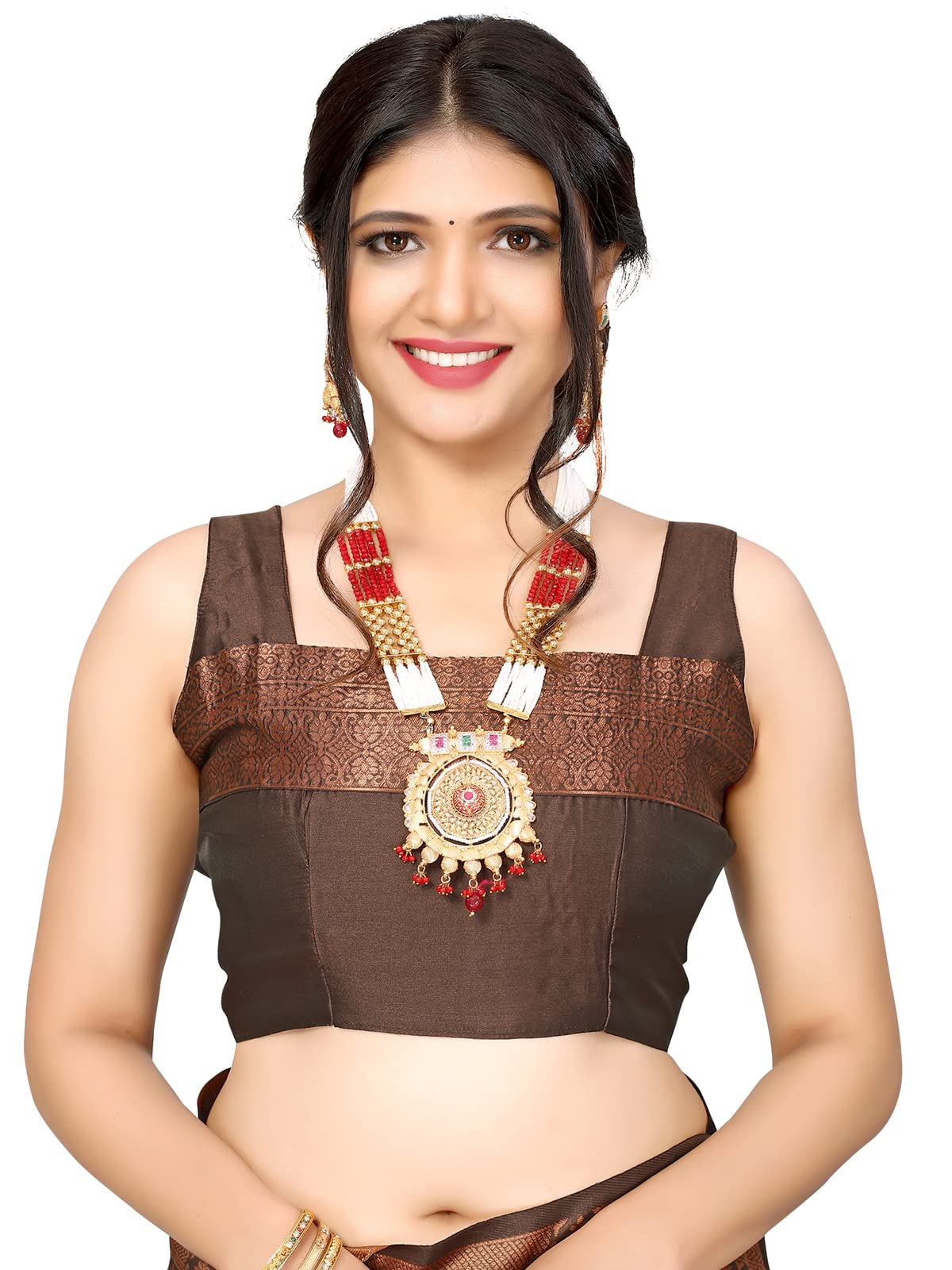 Satrani Women's Jacquard Poly Silk Saree With Unstitched Blouse Piece