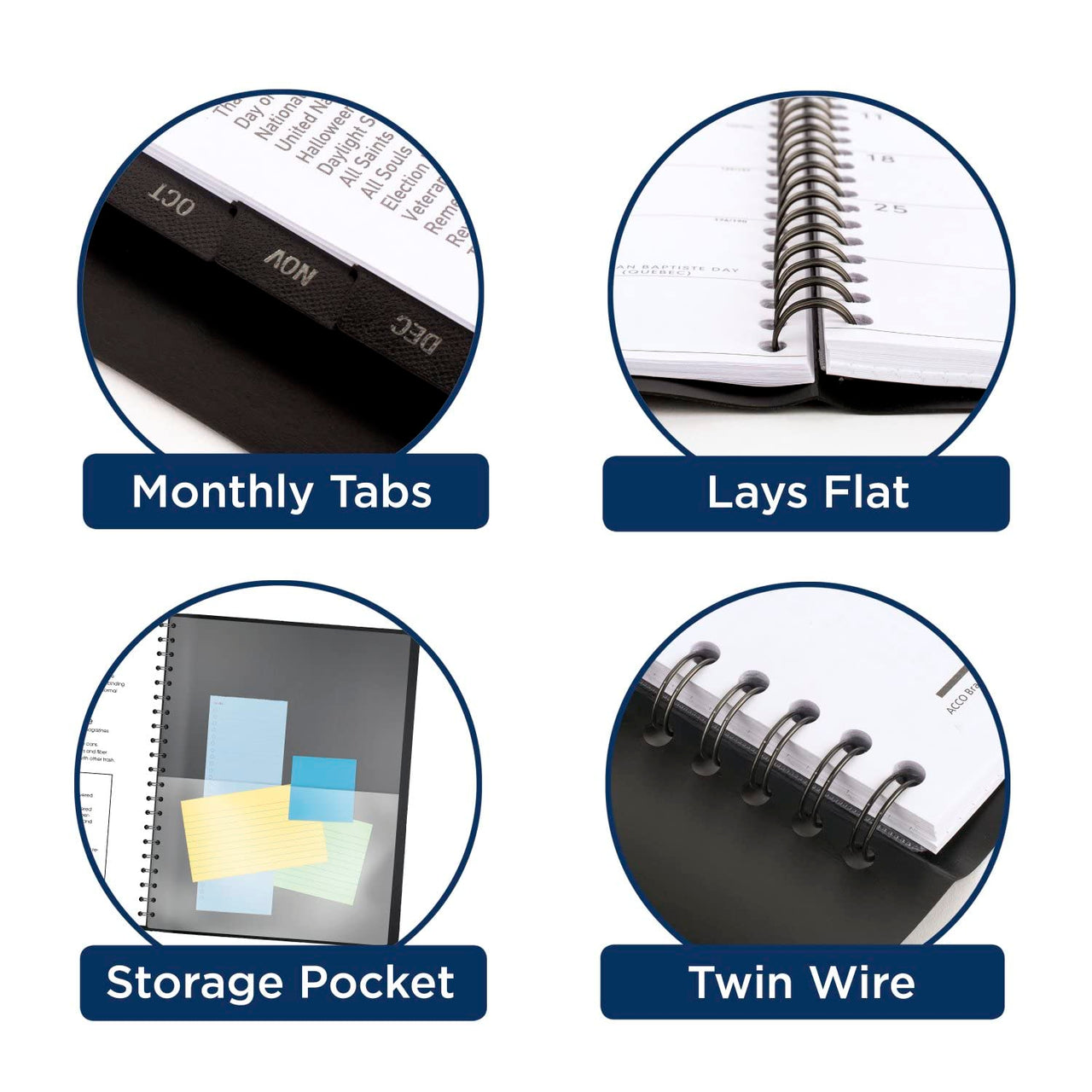 AT-A-GLANCE 2024 Weekly & Monthly Planner, Half-Hourly Appointment Book, 8-1/4" x 11", Large, Monthly Tabs, Pocket, Contemporary, Black (70950X0524) 2024 New Edition