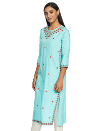 Ayukta Women's  Rayon Embroidery Straight Kurti