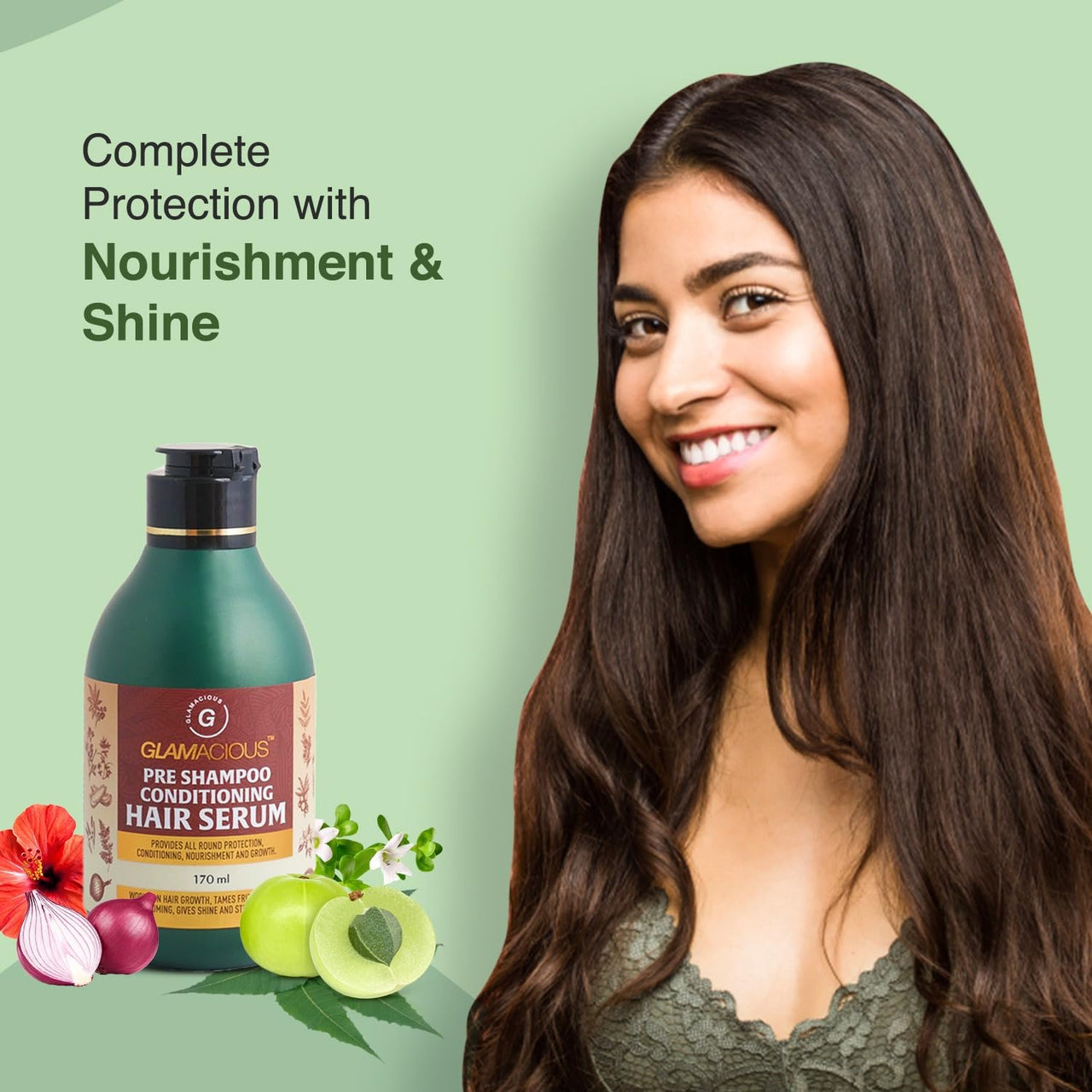 GLAMACIOUS Pre Shampoo Conditioning Hair Serum(170ml) | Nourishment & Protection | Boosts Hair Growth | Adds Shine & Strength | Reduce Hair Fall, Breakage & Frizz | For Men & Women