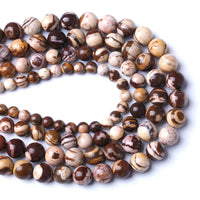 Natural Stone Beads Australia Zebra Gemstone Round Loose Beads for Jewelry Making DIY Bracelet Crystal Energy Healing Power Stone 6mm 60pcs (6mm, Australian Zebra Jasper)