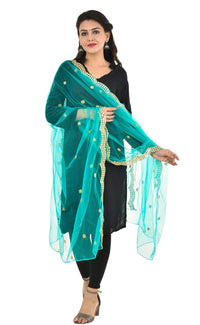 YOUTHQUAKE Heavy Embellished Plastic Mirror Net Dupatta for Womens & Girls