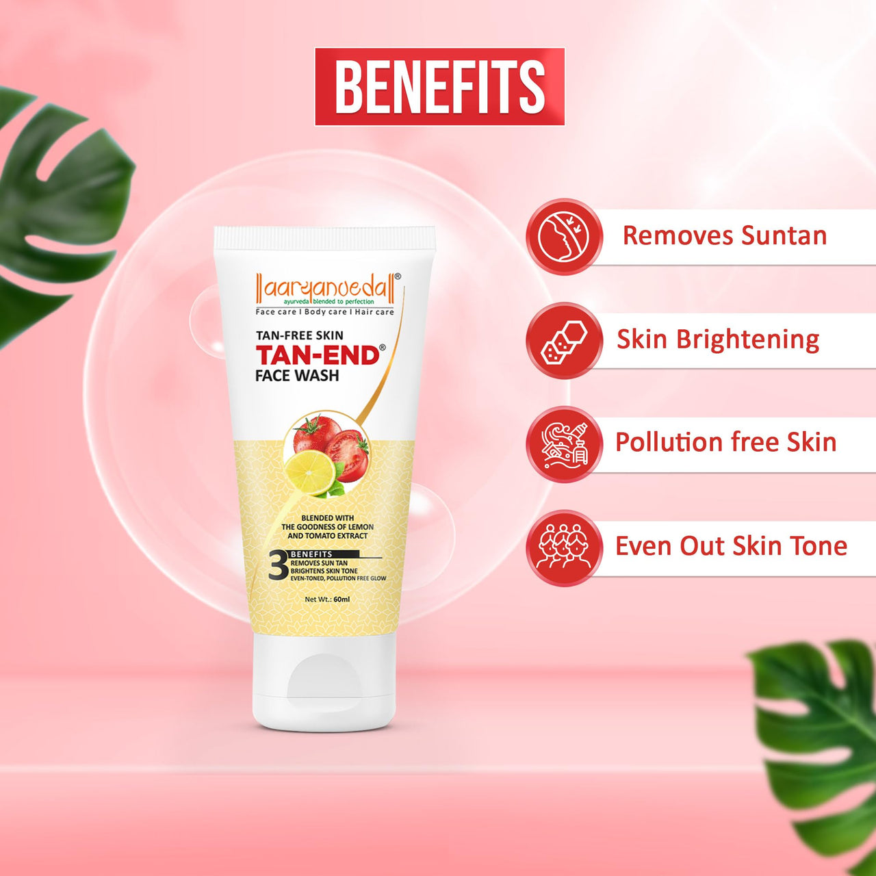 Aryanveda Blemishend Face Wash 60ml And Tanend Tan Removal Face Wash, 60ml