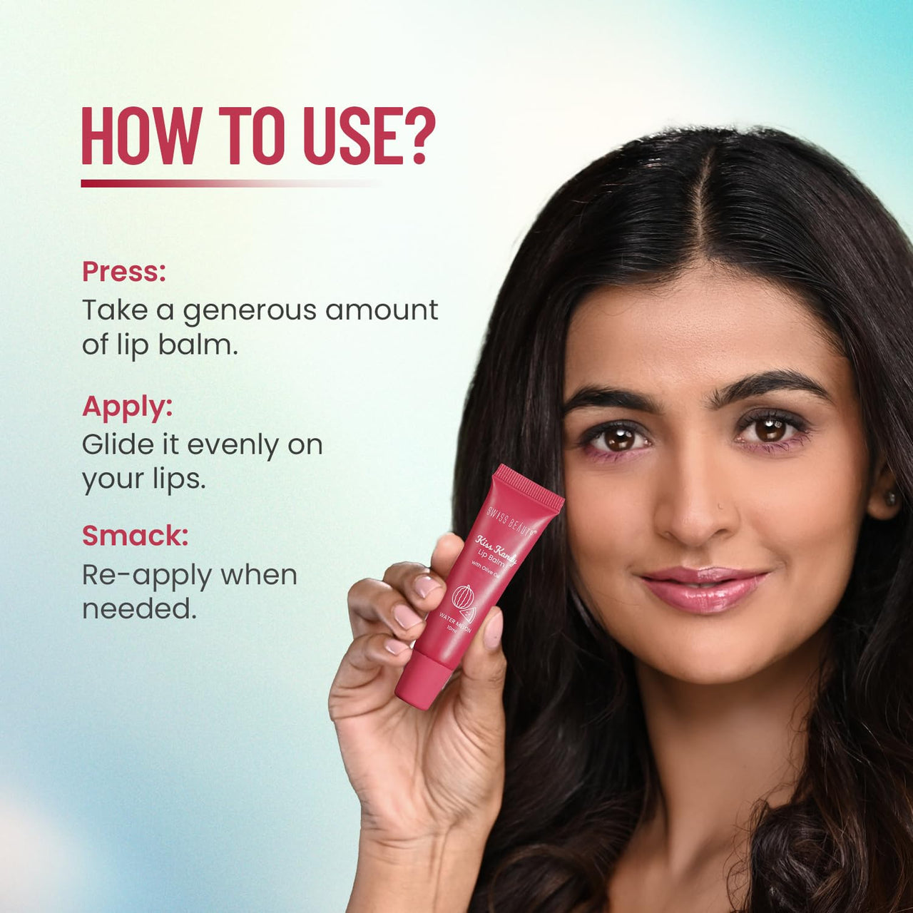 Swiss Beauty Kiss Kandy Lip Balm with Olive Oil | Moisturising | Non-Sticky | Soft & Smooth Lips | Shade - Cherry, 10ml