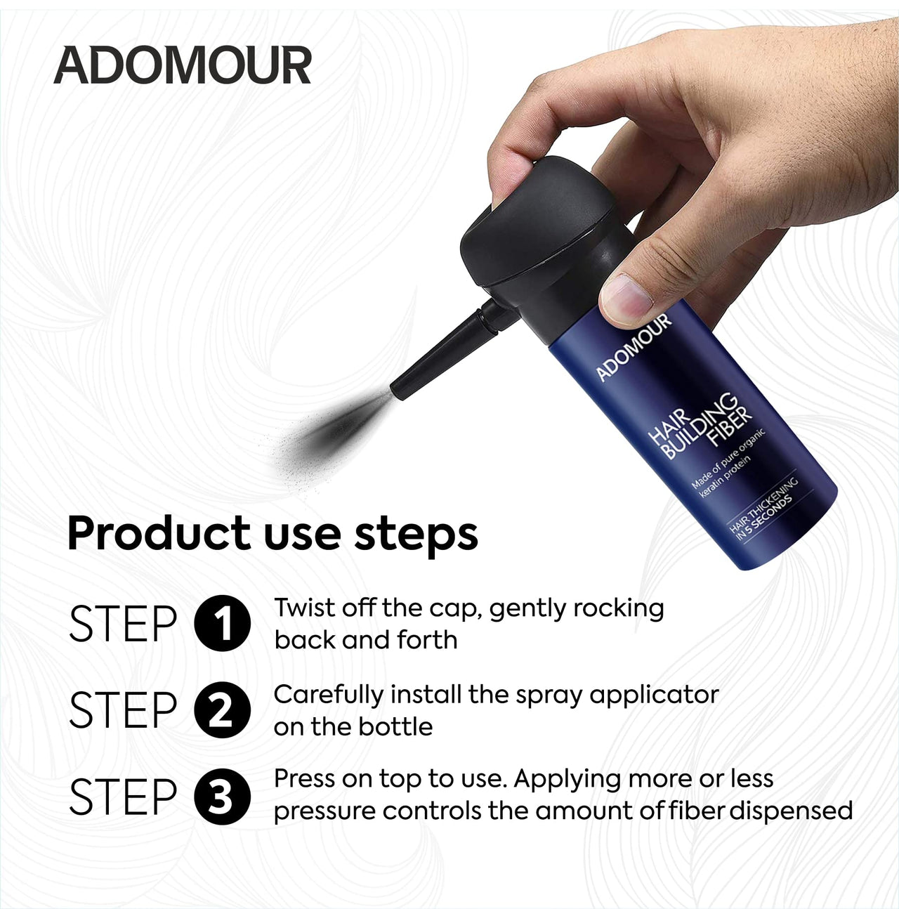 ADOMOUR Hair Fiber Spray Applicator Pump for Bottle, Easy to Use Sprayer Pump for Men and Women - Black