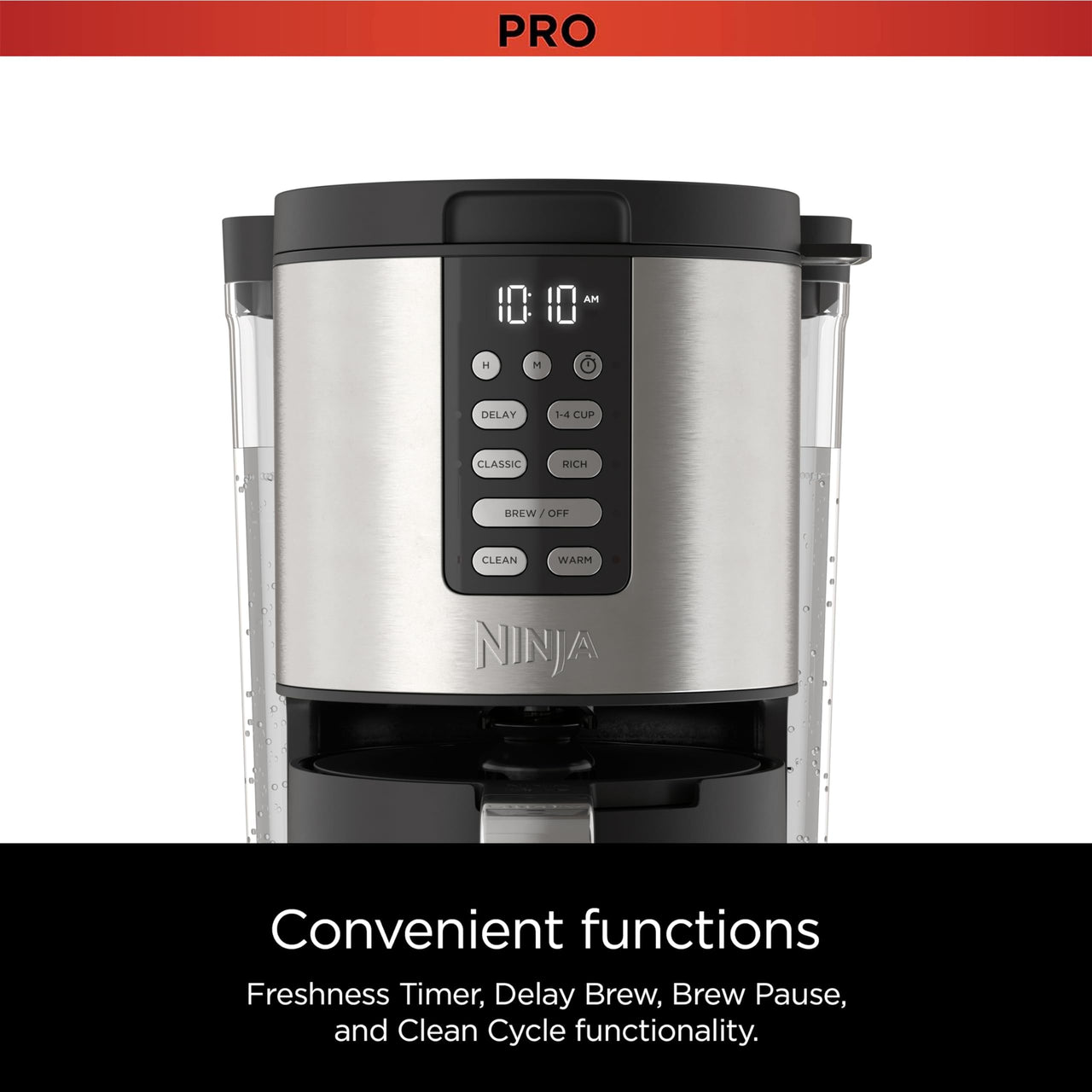 Ninja Programmable XL 14-Cup Coffee Maker PRO, 14-Cup Glass Carafe, Freshness Timer, with Permanent Filter, Black Stainless Steel, DCM201BK